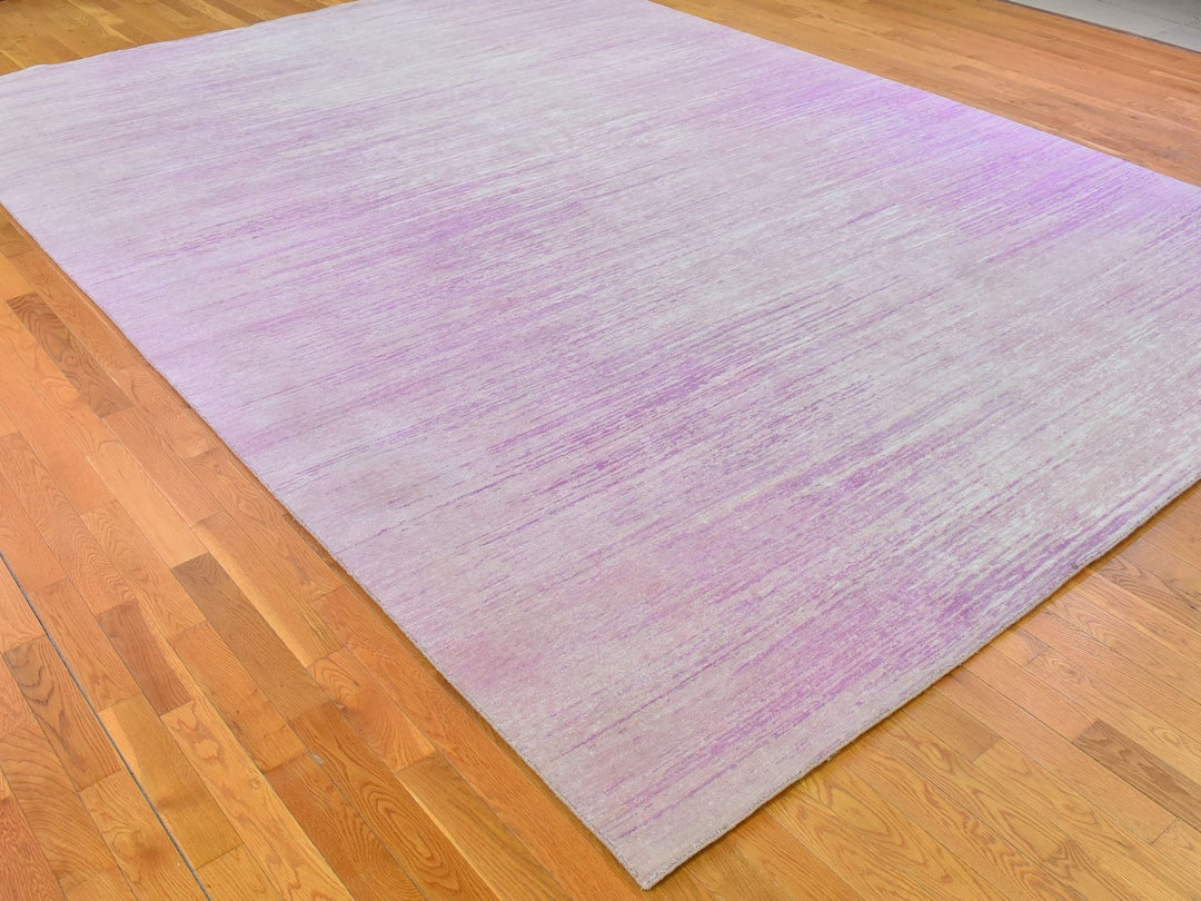 10'0" x 14'2" New Hand Knotted Pink Wool Rectangle Oriental Rug - MOA10266848
