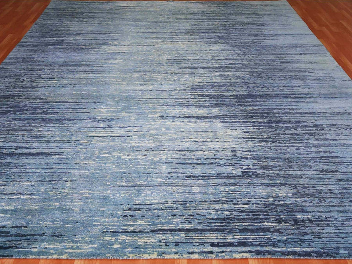 10'1" x 10'1" New Hand Knotted Blue Wool Square Oriental Rug - MOA10266852
