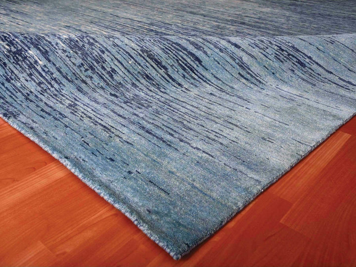 10'1" x 10'1" New Hand Knotted Blue Wool Square Oriental Rug - MOA10266852