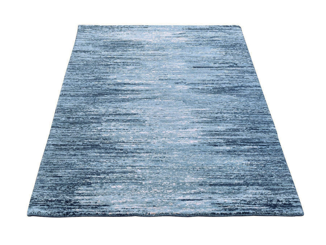 3'0" x 5'2" New Hand Knotted Blue Wool Rectangle Oriental Rug - MOA10266857