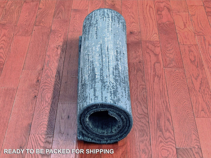 3'0" x 5'2" New Hand Knotted Blue Wool Rectangle Oriental Rug - MOA10266857