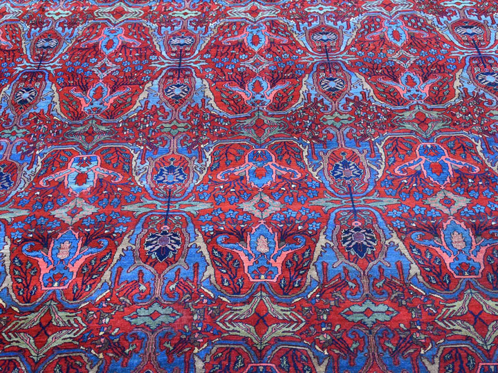 12'5" x 13'9" Vintage Hand Knotted Red Wool Rectangle Oriental Rug - MOA10266865