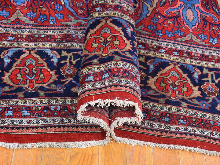 12'5" x 13'9" Vintage Hand Knotted Red Wool Rectangle Oriental Rug - MOA10266865