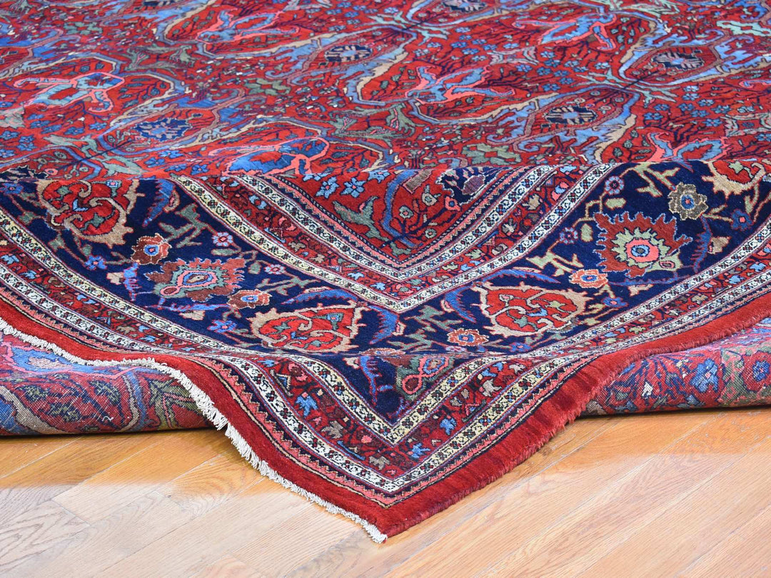 12'5" x 13'9" Vintage Hand Knotted Red Wool Rectangle Oriental Rug - MOA10266865
