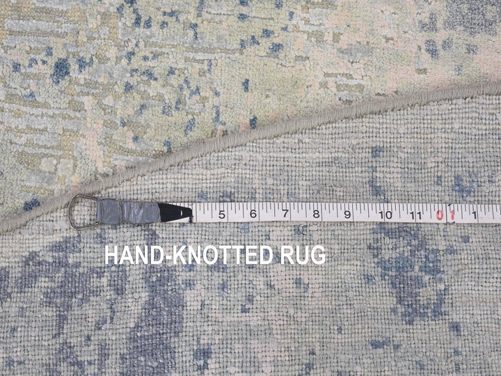 12'0" x 12'0" New Hand Knotted Ivory Wool & Silk Round Oriental Rug - MOA10266867