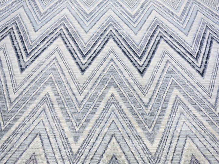 9'10" x 14'3" New Hand Knotted Grey Wool & Silk Rectangle Oriental Rug - MOA10266874