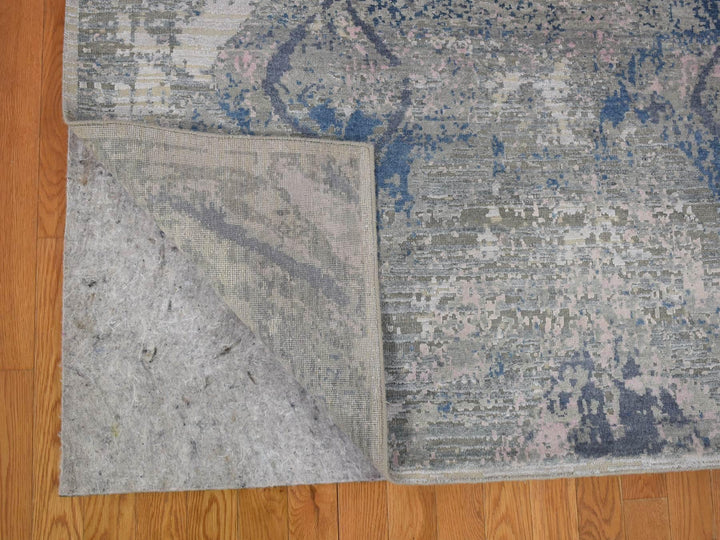 9'0" x 12'1" New Hand Knotted Ivory Wool & Silk Rectangle Oriental Rug - MOA10266876