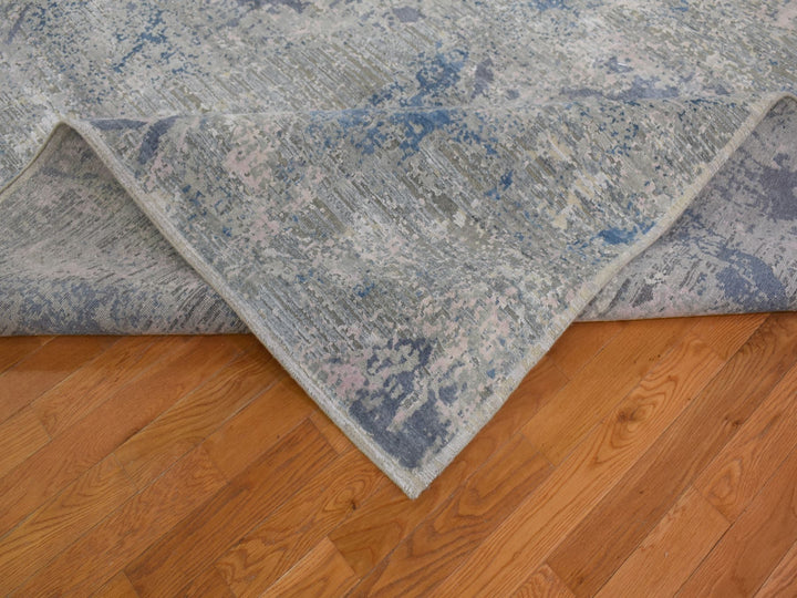9'0" x 12'1" New Hand Knotted Ivory Wool & Silk Rectangle Oriental Rug - MOA10266876