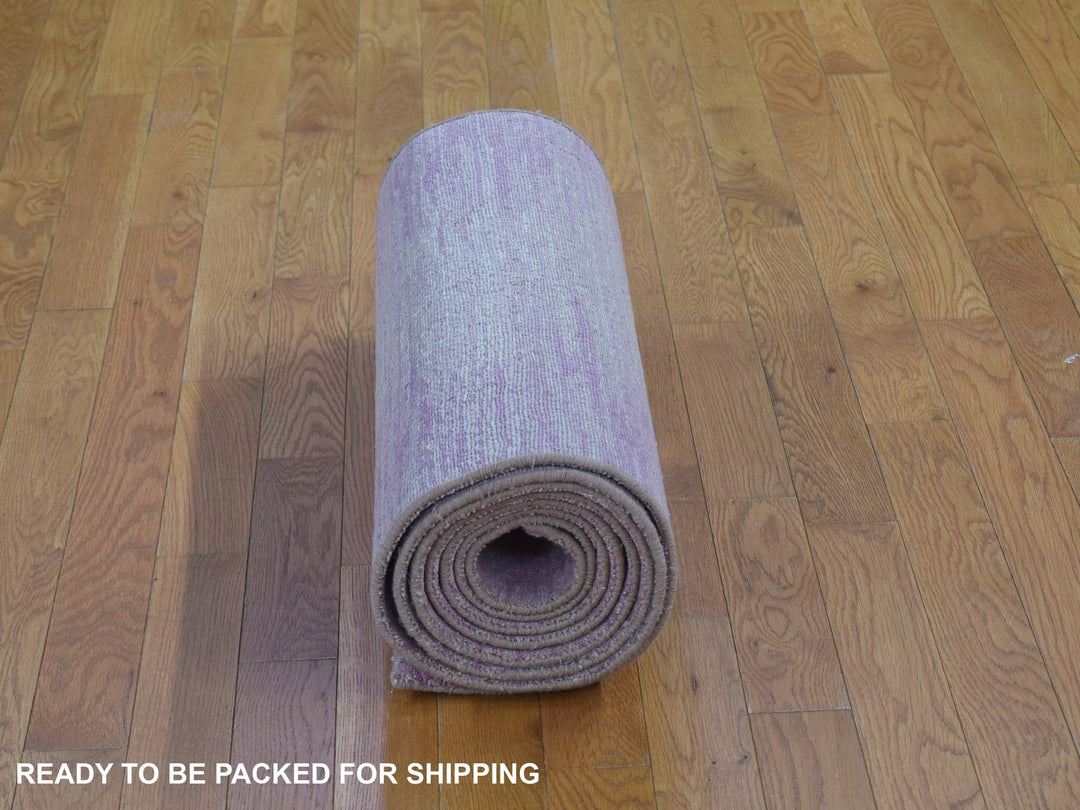 2'6" x 12'4" New Hand Knotted Pink Wool Runner Oriental Rug - MOA10266877