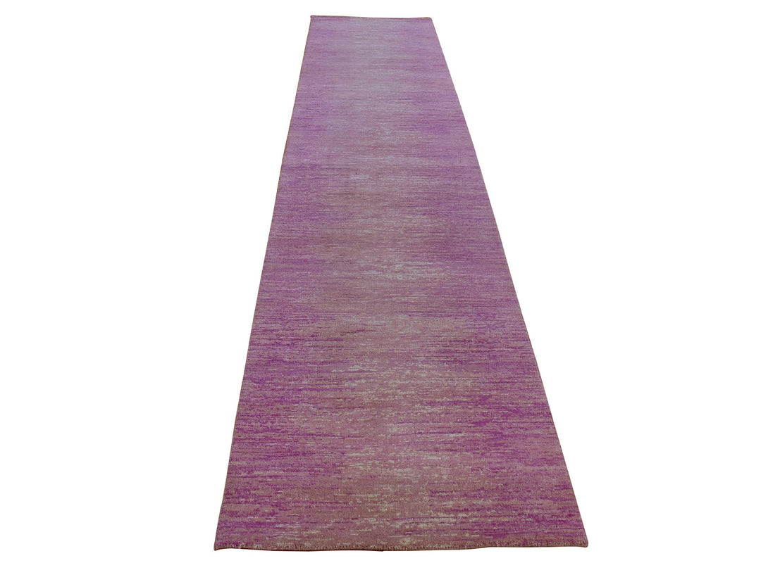 2'7" x 12'3" New Hand Knotted Pink Wool Runner Oriental Rug - MOA10266878