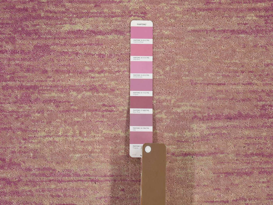 2'7" x 12'3" New Hand Knotted Pink Wool Runner Oriental Rug - MOA10266878