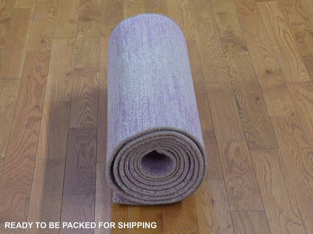 2'7" x 12'3" New Hand Knotted Pink Wool Runner Oriental Rug - MOA10266878