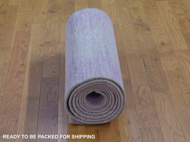 2'7" x 12'3" New Hand Knotted Pink Wool Runner Oriental Rug - MOA10266878