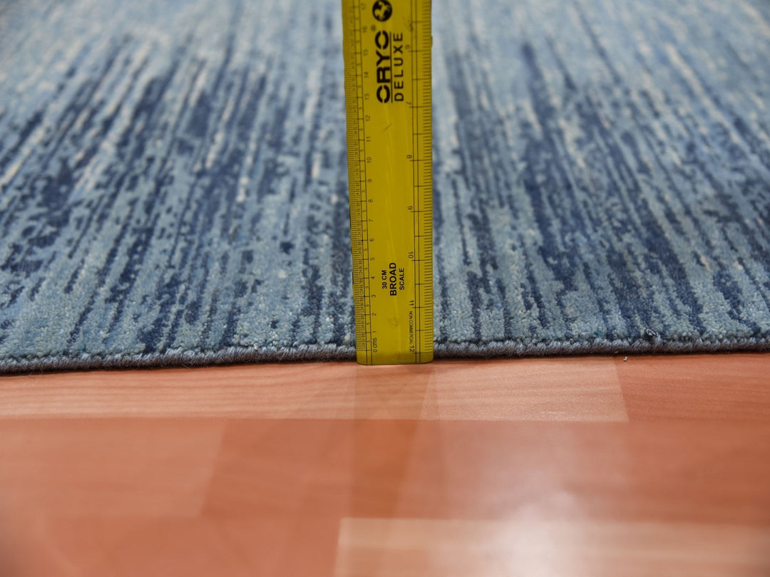 2'7" x 10'2" New Hand Knotted Blue Wool Runner Oriental Rug - MOA10266880