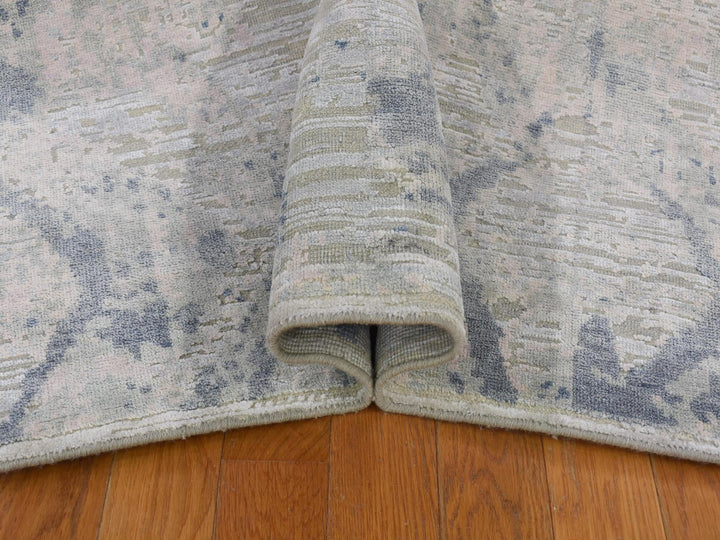 8'0" x 9'6" New Hand Knotted Blue Wool & Silk Rectangle Oriental Rug - MOA10266884