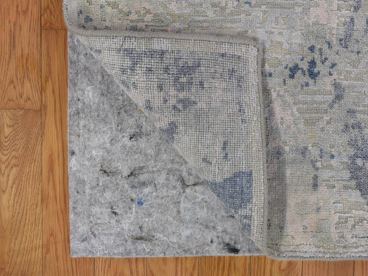 8'0" x 9'6" New Hand Knotted Blue Wool & Silk Rectangle Oriental Rug - MOA10266884