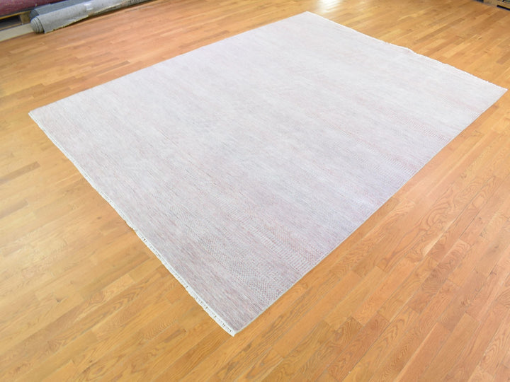 9'0" x 12'1" New Hand Knotted Pink Wool & Silk Rectangle Oriental Rug - MOA10266896