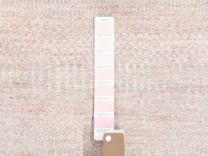 9'0" x 12'1" New Hand Knotted Pink Wool & Silk Rectangle Oriental Rug - MOA10266896