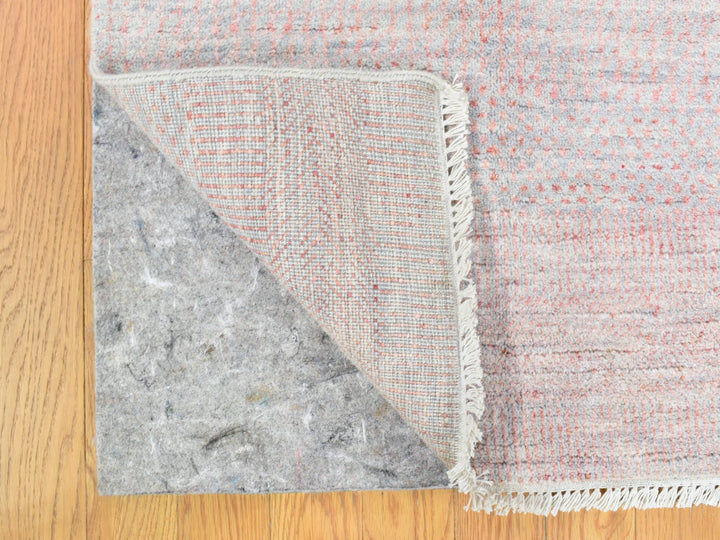 9'0" x 12'1" New Hand Knotted Pink Wool & Silk Rectangle Oriental Rug - MOA10266896
