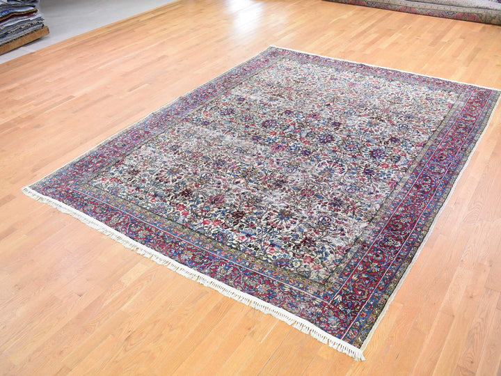 8'9" x 11'3" Vintage Hand Knotted Beige Wool Rectangle Oriental Rug - MOA10266949