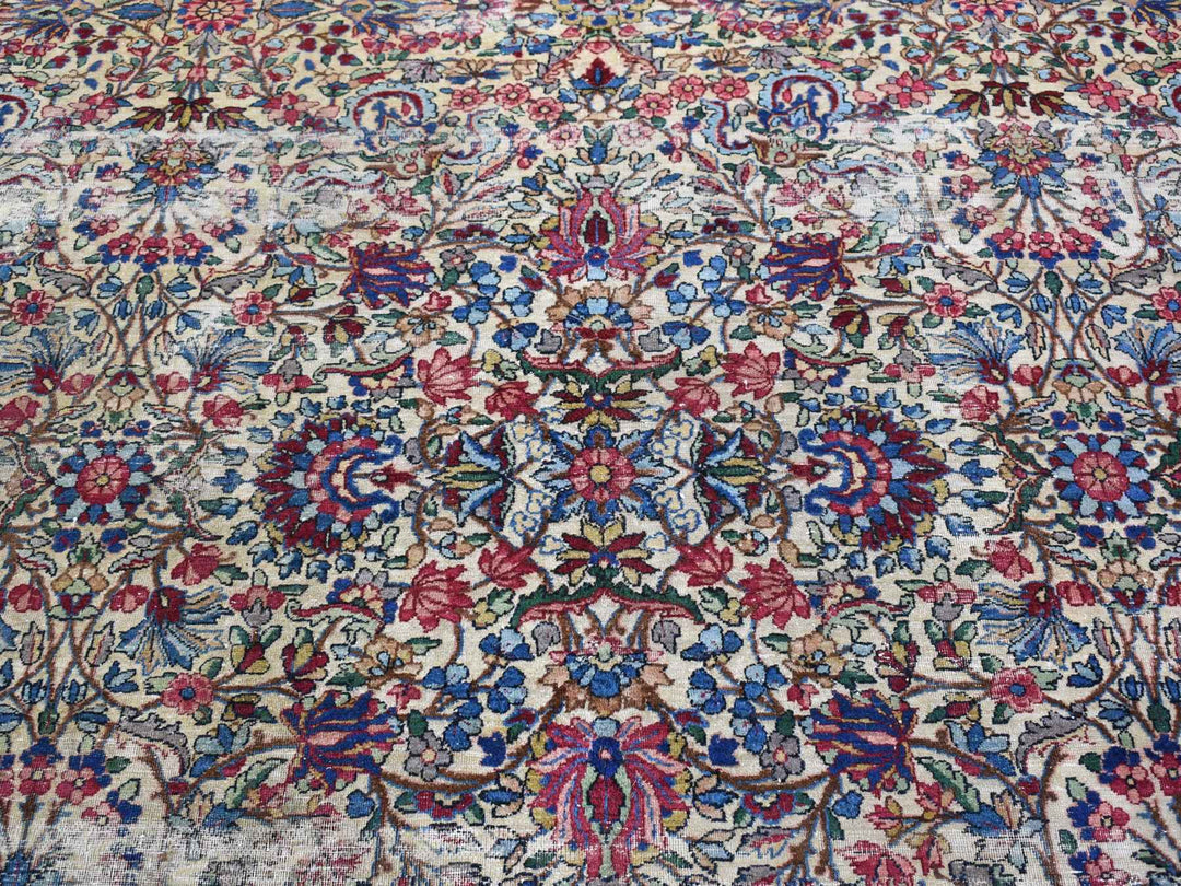 8'9" x 11'3" Vintage Hand Knotted Beige Wool Rectangle Oriental Rug - MOA10266949