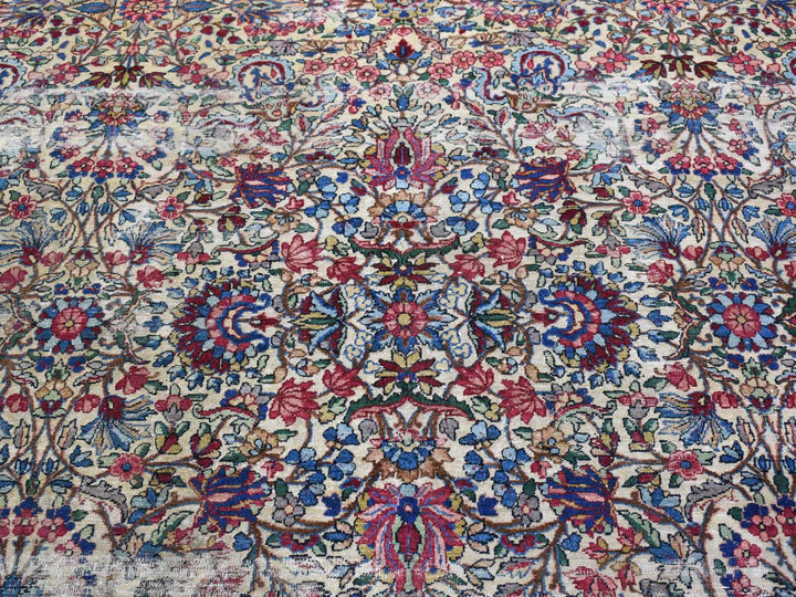 8'9" x 11'3" Vintage Hand Knotted Beige Wool Rectangle Oriental Rug - MOA10266949