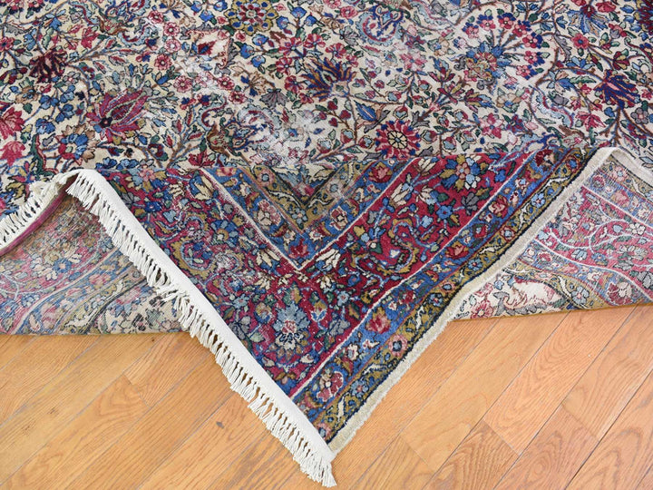 8'9" x 11'3" Vintage Hand Knotted Beige Wool Rectangle Oriental Rug - MOA10266949
