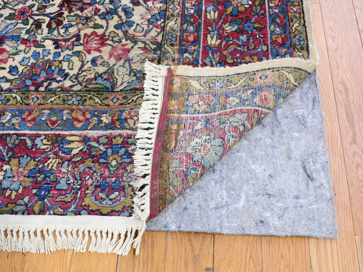 8'9" x 11'3" Vintage Hand Knotted Beige Wool Rectangle Oriental Rug - MOA10266949