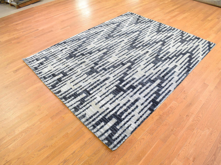 8'0" x 10'1" New Hand Knotted Ivory Wool & Silk Rectangle Oriental Rug - MOA10266958