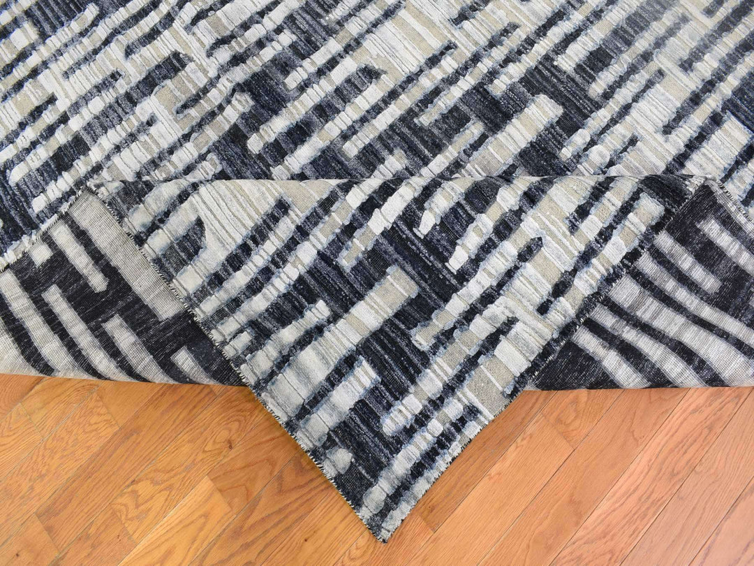 8'0" x 10'1" New Hand Knotted Ivory Wool & Silk Rectangle Oriental Rug - MOA10266958