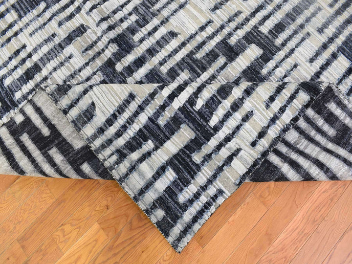 8'0" x 10'1" New Hand Knotted Ivory Wool & Silk Rectangle Oriental Rug - MOA10266958