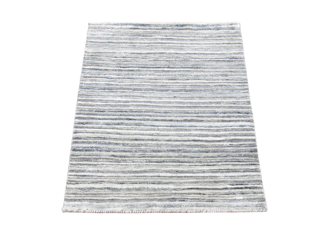 2'0" x 3'0" New Hand Knotted Ivory Wool & Pure Silk Rectangle Oriental Rug - MOA10266966