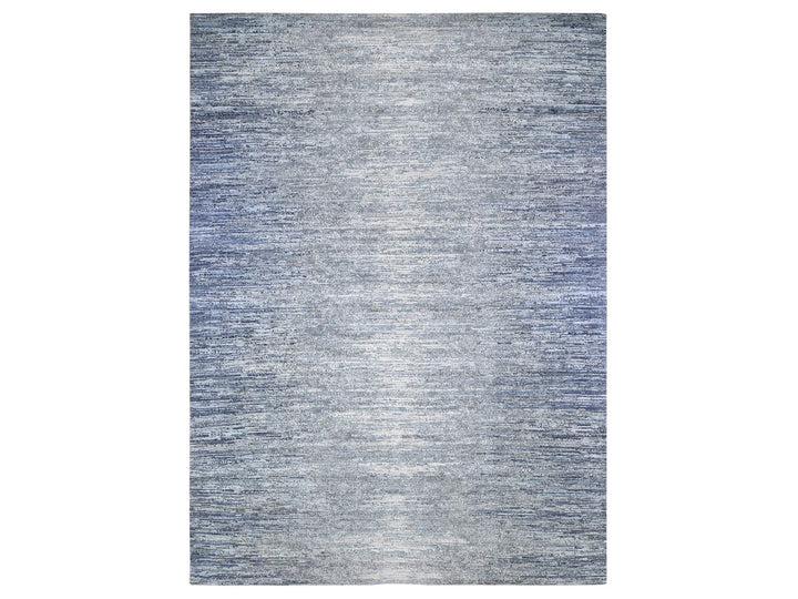 10'0" x 14'0" New Hand Knotted Blue Wool & Silk Rectangle Oriental Rug - MOA10266970