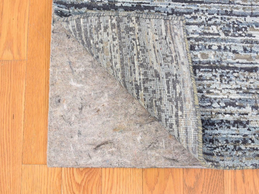 10'0" x 14'0" New Hand Knotted Blue Wool & Silk Rectangle Oriental Rug - MOA10266970
