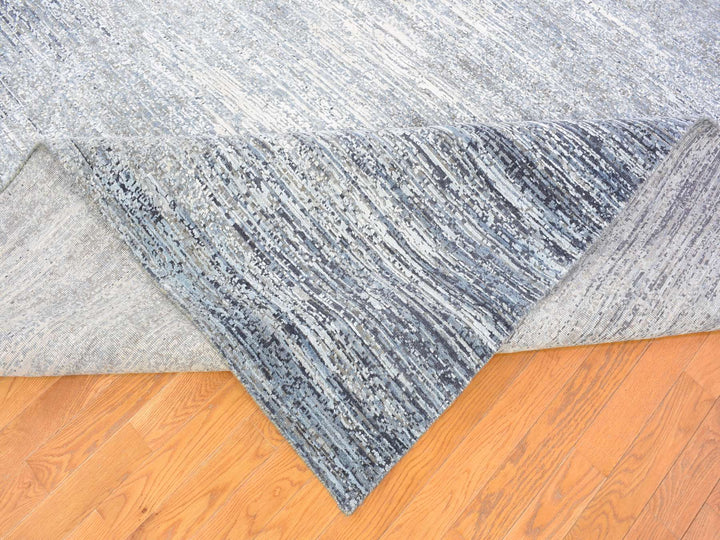 10'0" x 14'0" New Hand Knotted Blue Wool & Silk Rectangle Oriental Rug - MOA10266970