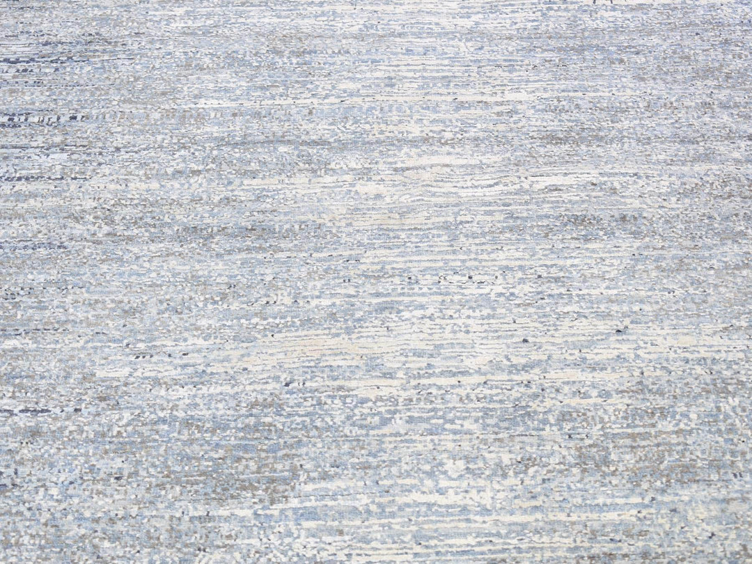 10'0" x 14'0" New Hand Knotted Blue Wool & Silk Rectangle Oriental Rug - MOA10266970