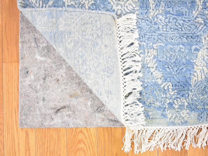 6'0" x 9'3" New Hand Knotted Blue Wool & Silk Rectangle Oriental Rug - MOA10266986