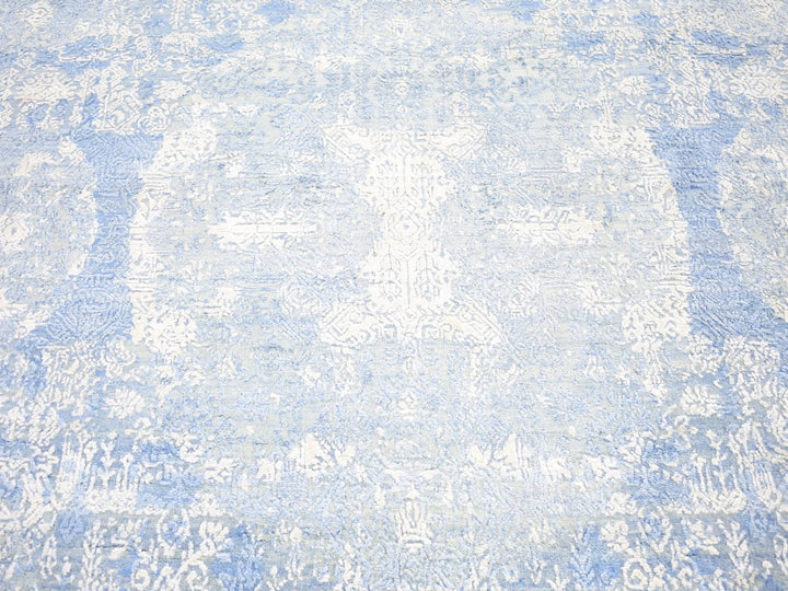 6'0" x 9'3" New Hand Knotted Blue Wool & Silk Rectangle Oriental Rug - MOA10266986
