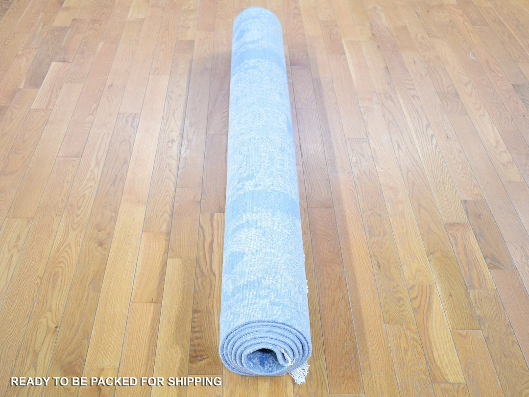 6'0" x 9'3" New Hand Knotted Blue Wool & Silk Rectangle Oriental Rug - MOA10266986