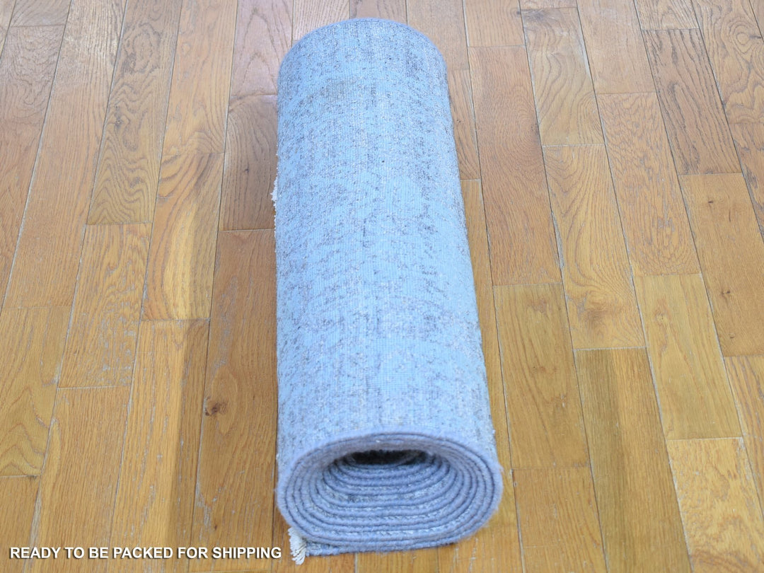 2'7" x 14'0" New Hand Knotted Blue Wool & Silk Runner Oriental Rug - MOA10266988