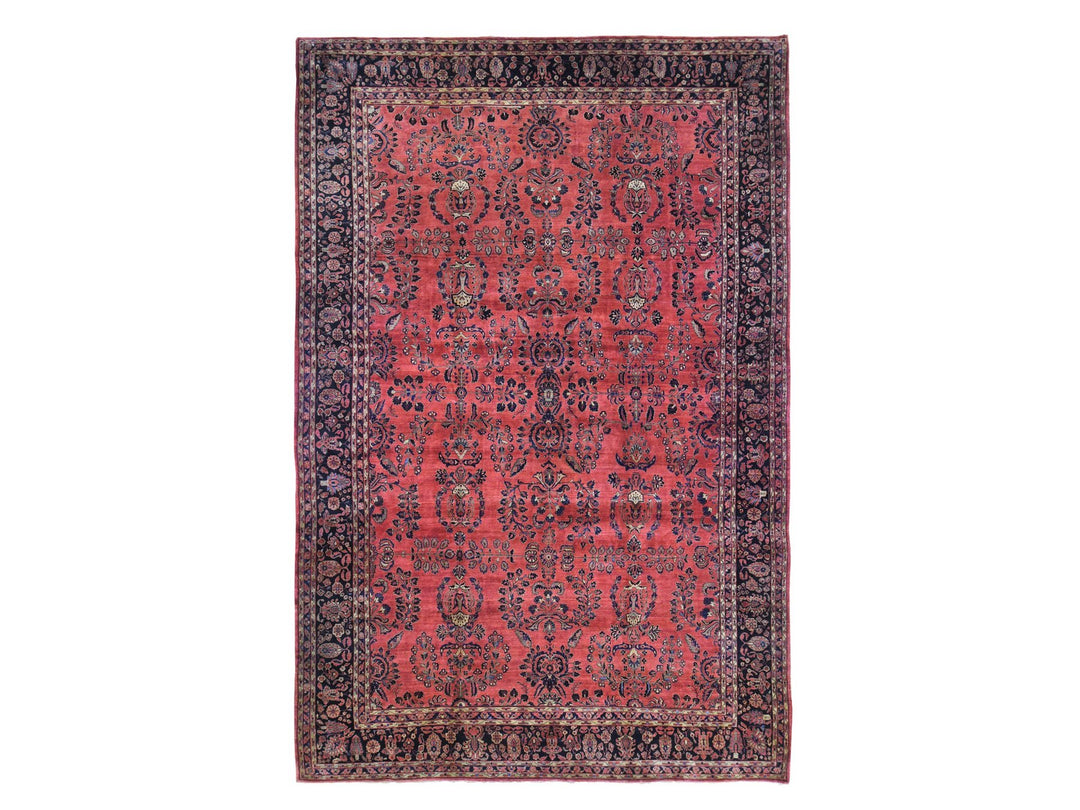 12'4" x 19'3" Vintage Hand Knotted Red Wool Rectangle Oriental Rug - MOA10266991