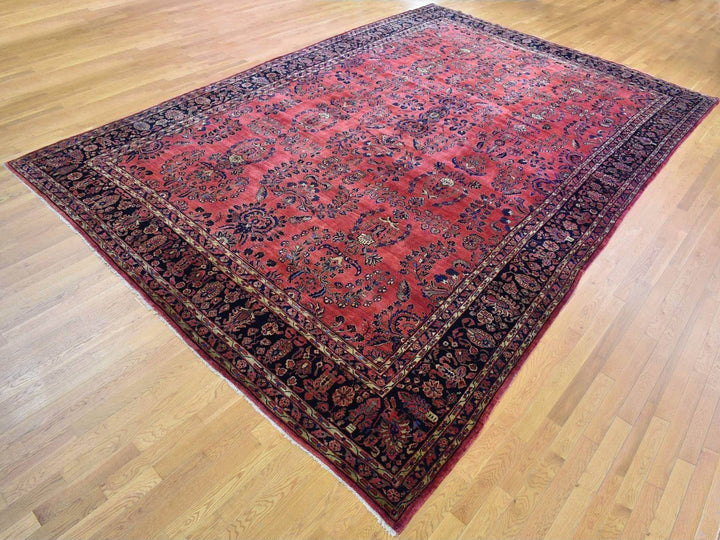 12'4" x 19'3" Vintage Hand Knotted Red Wool Rectangle Oriental Rug - MOA10266991