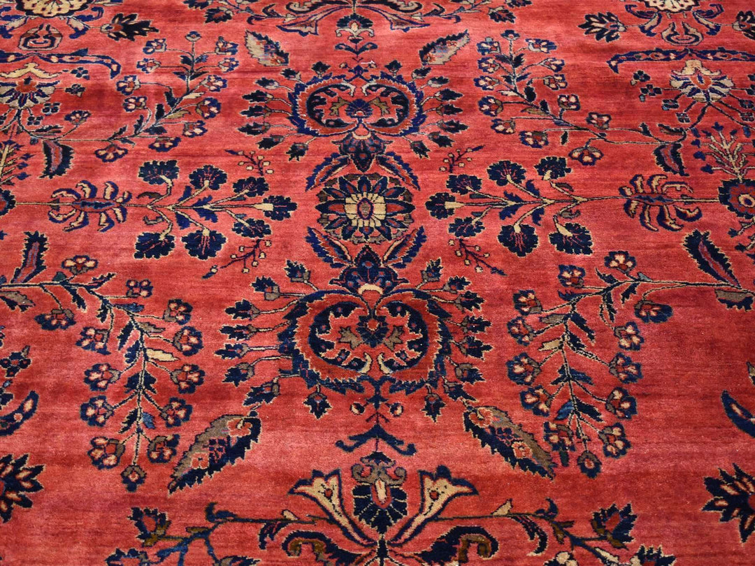 12'4" x 19'3" Vintage Hand Knotted Red Wool Rectangle Oriental Rug - MOA10266991