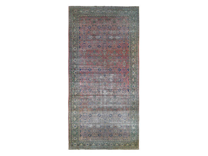 9'2" x 19'2" Vintage Hand Knotted Pink Wool Rectangle Oriental Rug - MOA10266995