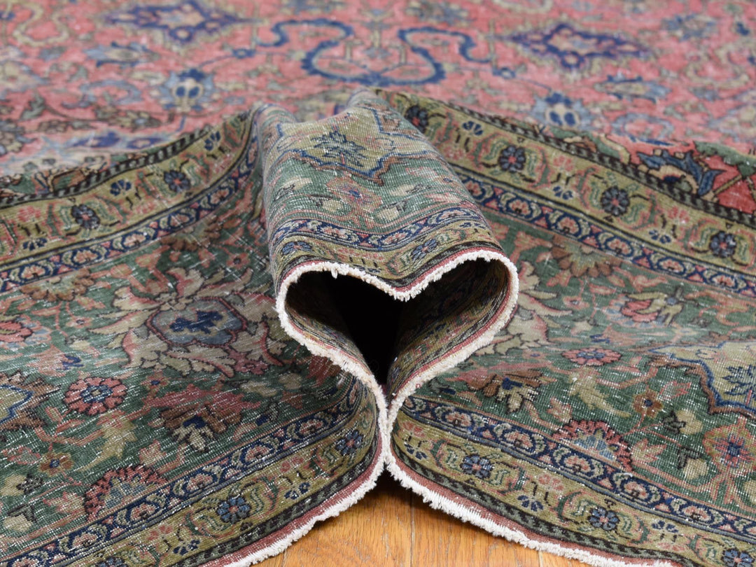 9'2" x 19'2" Vintage Hand Knotted Pink Wool Rectangle Oriental Rug - MOA10266995