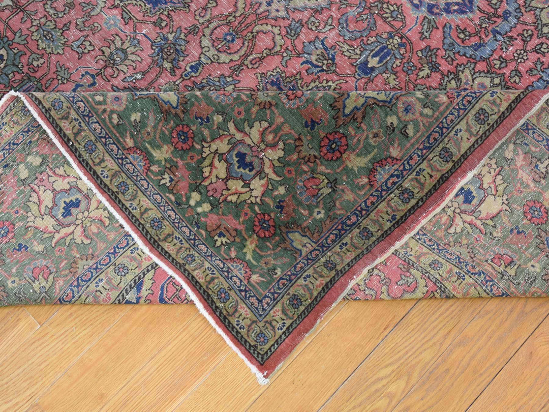 9'2" x 19'2" Vintage Hand Knotted Pink Wool Rectangle Oriental Rug - MOA10266995