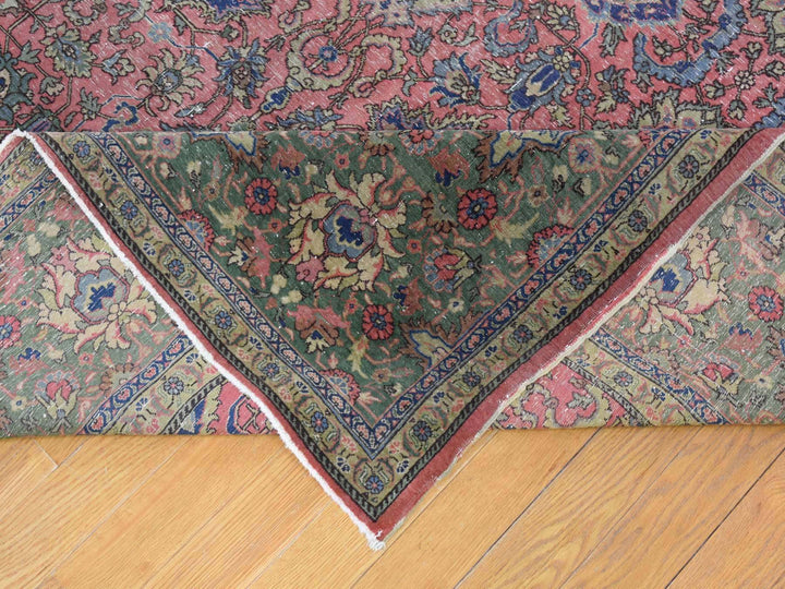 9'2" x 19'2" Vintage Hand Knotted Pink Wool Rectangle Oriental Rug - MOA10266995