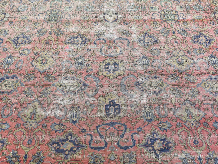 9'2" x 19'2" Vintage Hand Knotted Pink Wool Rectangle Oriental Rug - MOA10266995