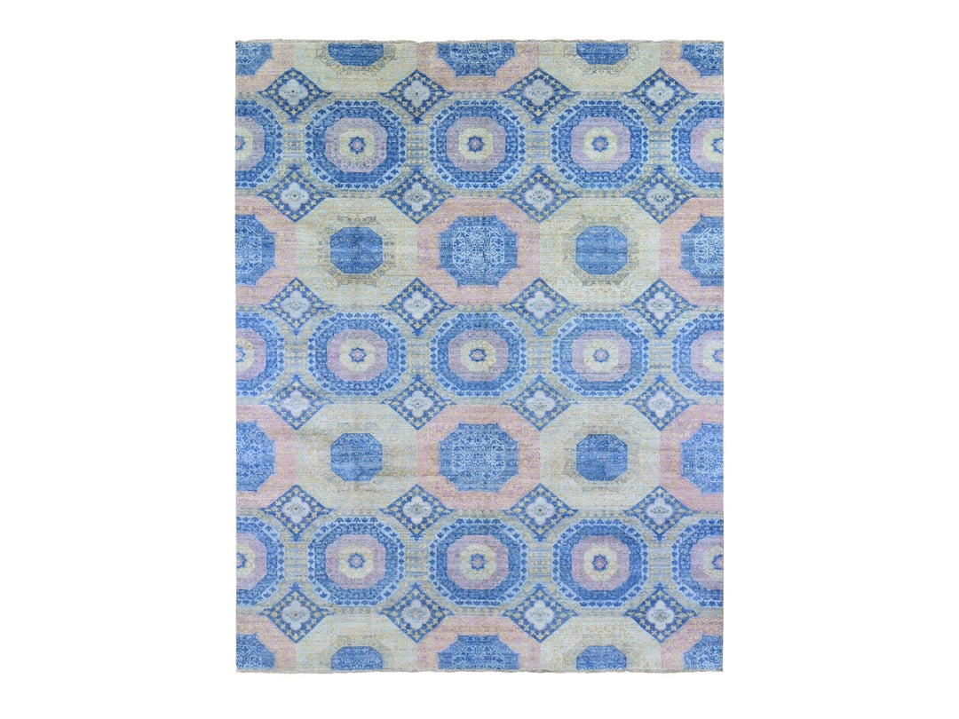 9'0" x 11'8" New Hand Knotted Blue Wool Rectangle Oriental Rug - MOA10266997
