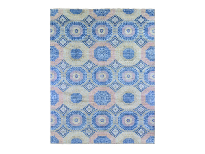 9'0" x 11'8" New Hand Knotted Blue Wool Rectangle Oriental Rug - MOA10266997
